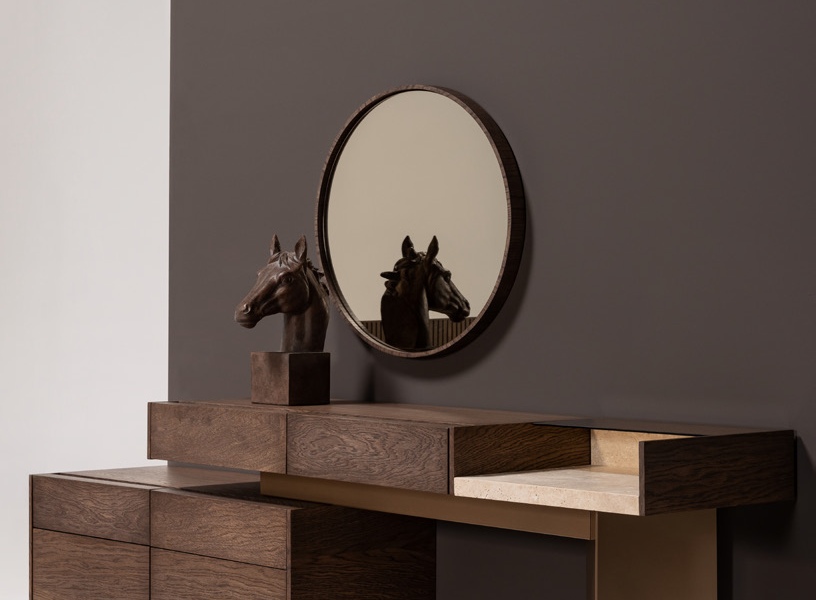Modern bedroom interior showcasing the Edessa Luxury Set with neutral tones and warm ambient lighting.
