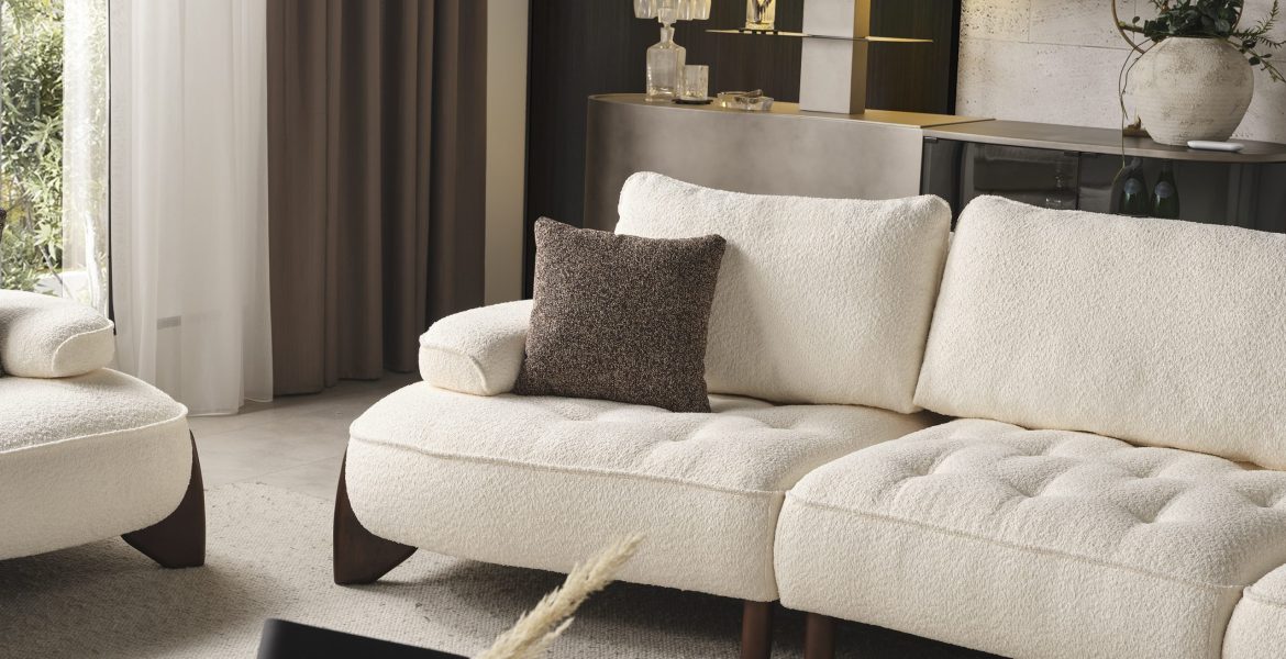 Cozy room featuring Tesla Luxury Sofa set and warm neutral tones.