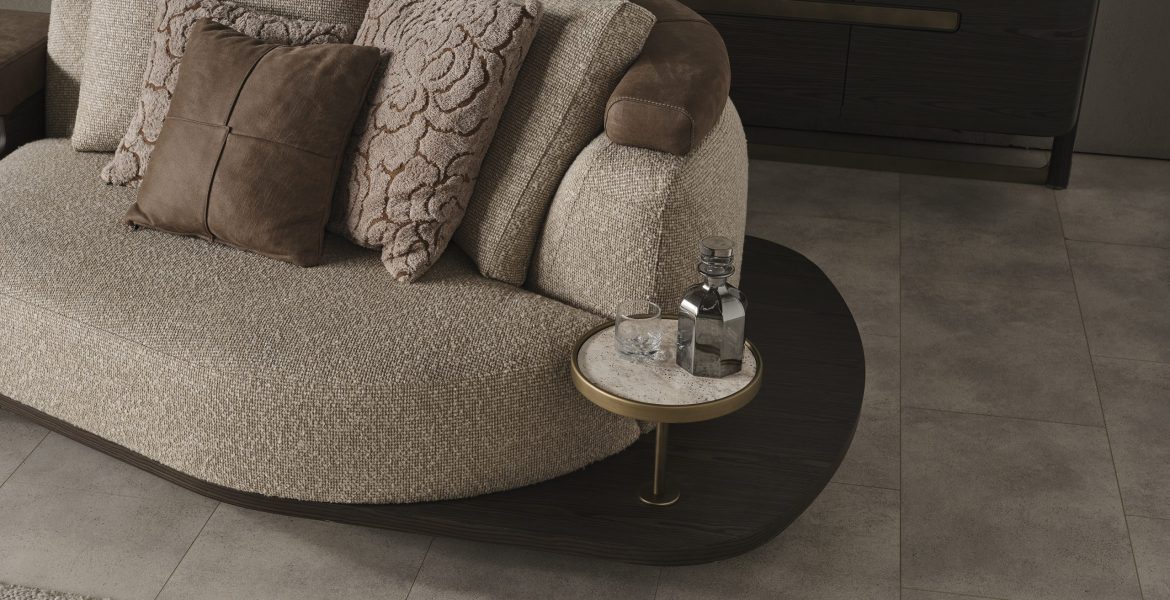 Contemporary interior featuring West Corner Sofa Set and wooden sideboard.