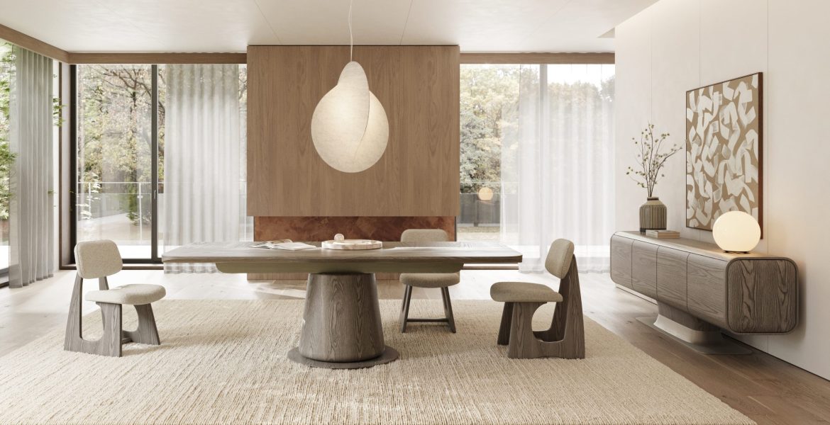 Cozy dining area featuring Bitter dining room furniture and warm wood tones.