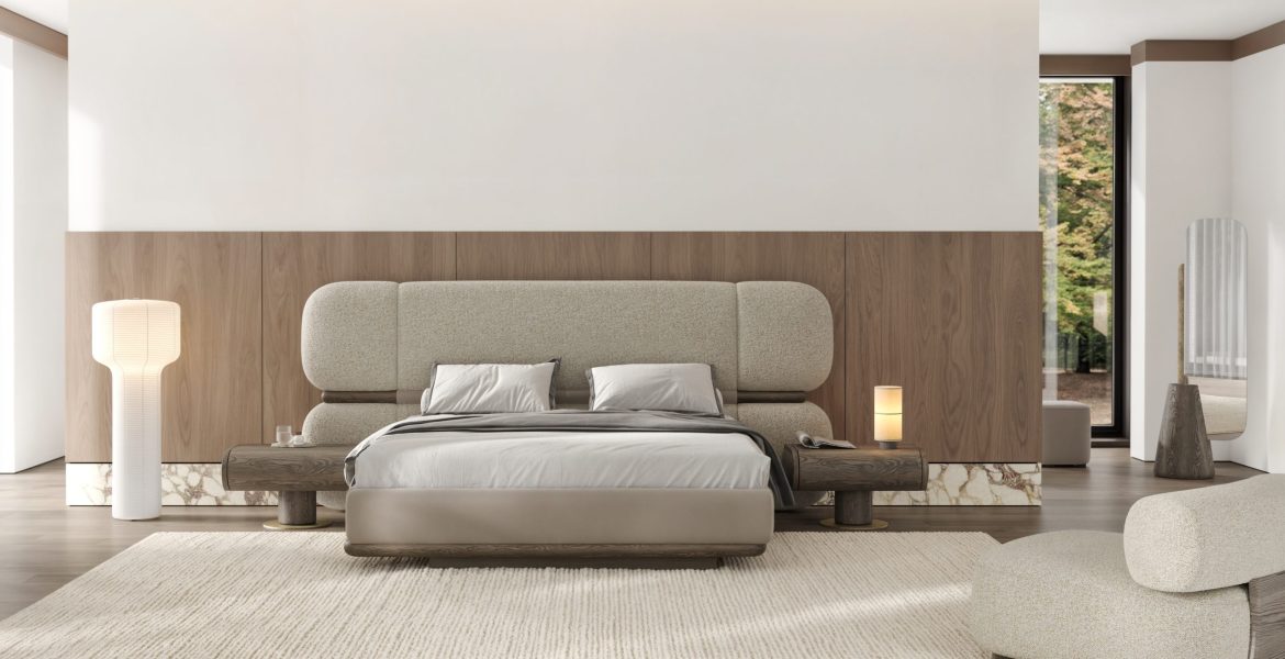 Contemporary bed with minimalist design.