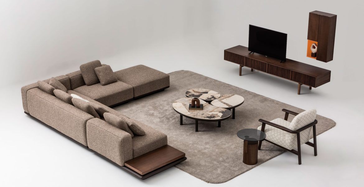 Wooden coffee table with minimalist structure.
