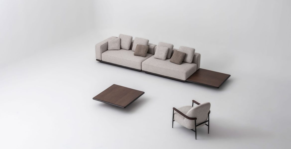 Cloud Modern Corner Sofa Set featuring sofa and table.
