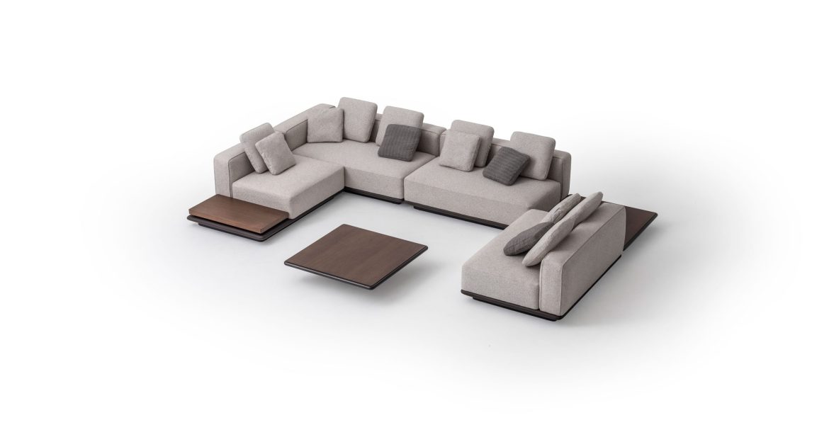 Contemporary sofa with clean geometric lines.