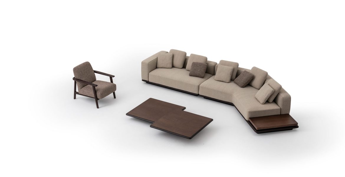 Contemporary sofa with clean geometric lines.