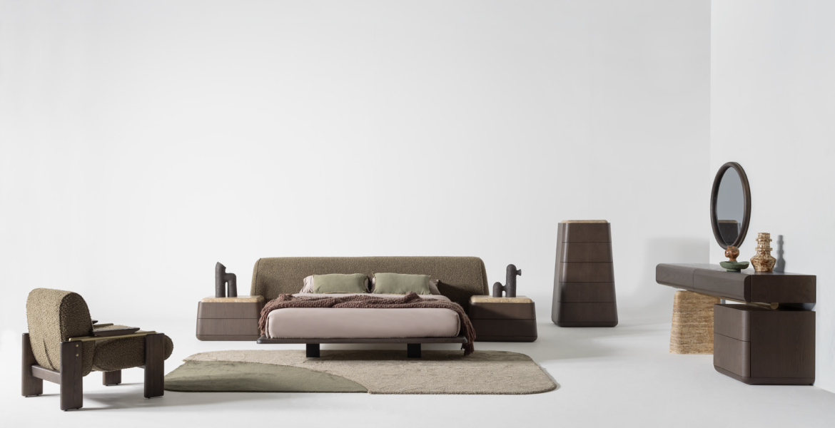 Luxury Bedroom Set with textured upholstery.