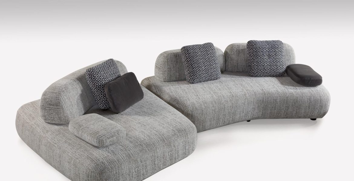 Genesis L-shape Sofa set with neutral tones.