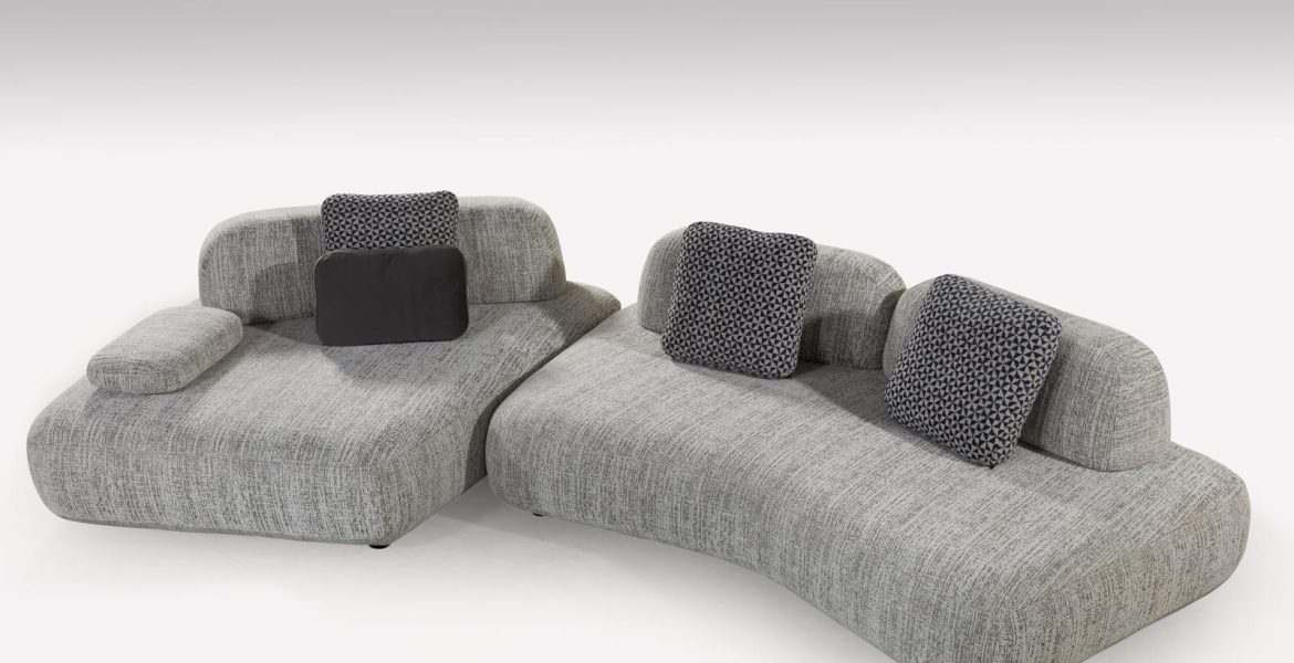 Gray L-shape Sofa set corner sofa with soft upholstery.