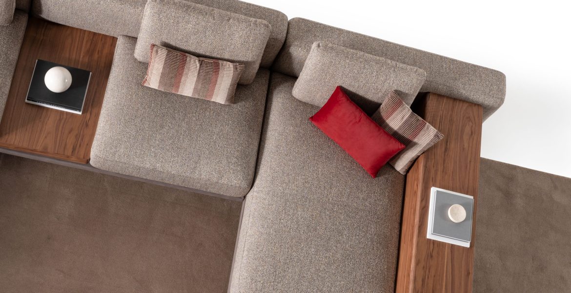Corner sofa Set Dubai paired with lounge chairs.