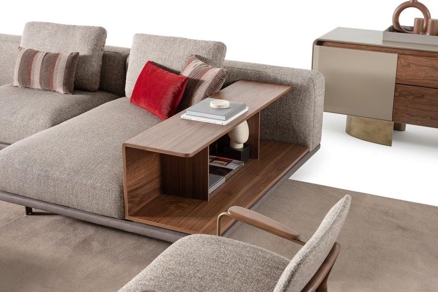 Wooden coffee table with clean lines.