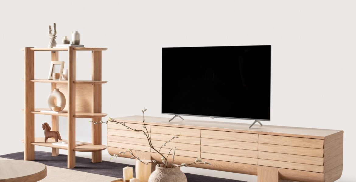 Sleek TV console with clean geometric lines.