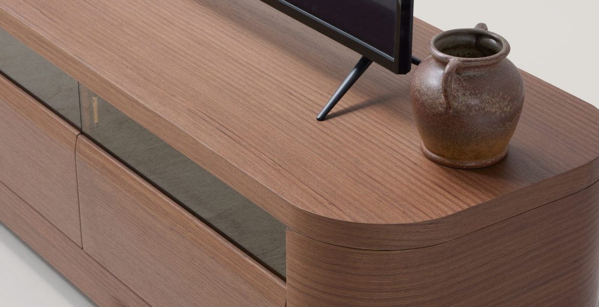 Luna Modern TV Unit featuring drawers and storage.