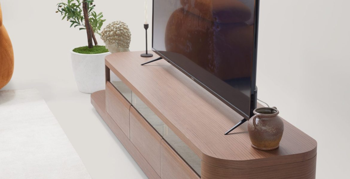 Luna Modern TV Unit arranged in living room.
