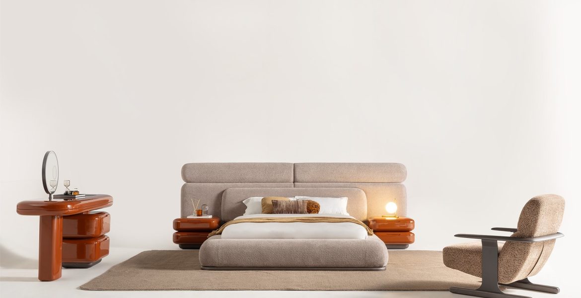 Metropol Bedroom Furniture featuring bed and nightstands.
