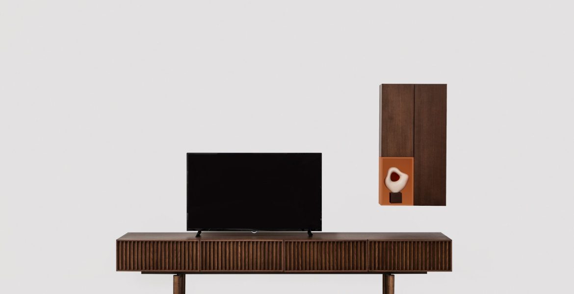 Monologue Modern TV Unit arranged in living room.