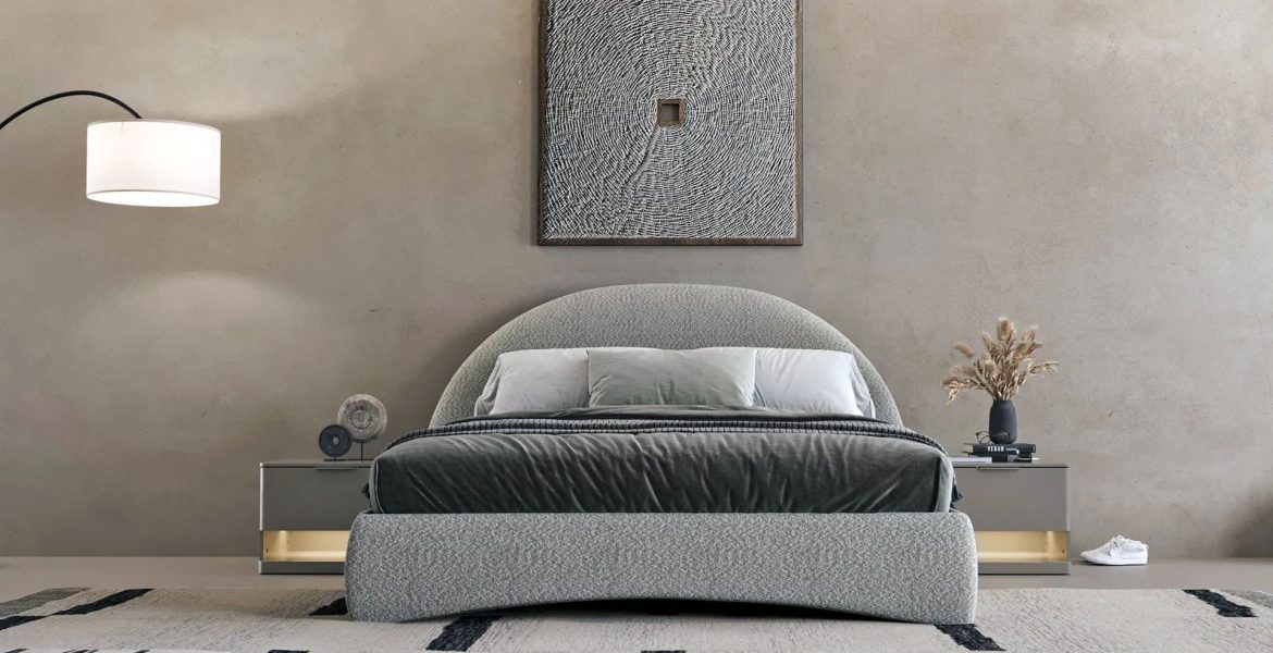 Modern Luxury Bedroom Furniture Minimalist bed from Moon collection.