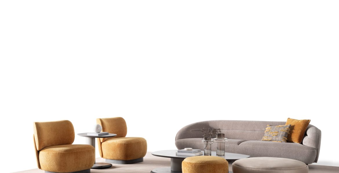 Modern coffee table with oval top.