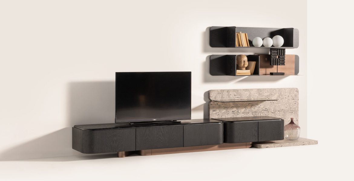 Sleek TV cabinet with clean geometric lines.