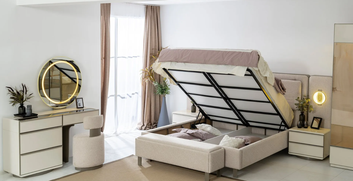 Pamukkale Bedroom Furniture set with warm tones.