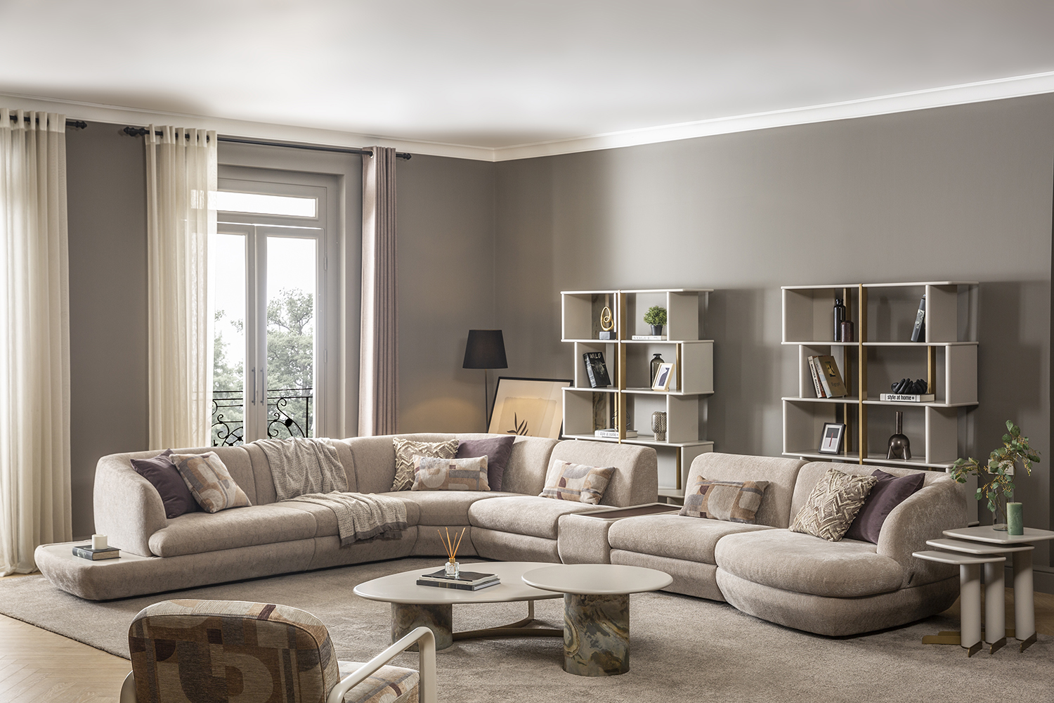 Piedra Living Room Furniture featuring sofa and tables.