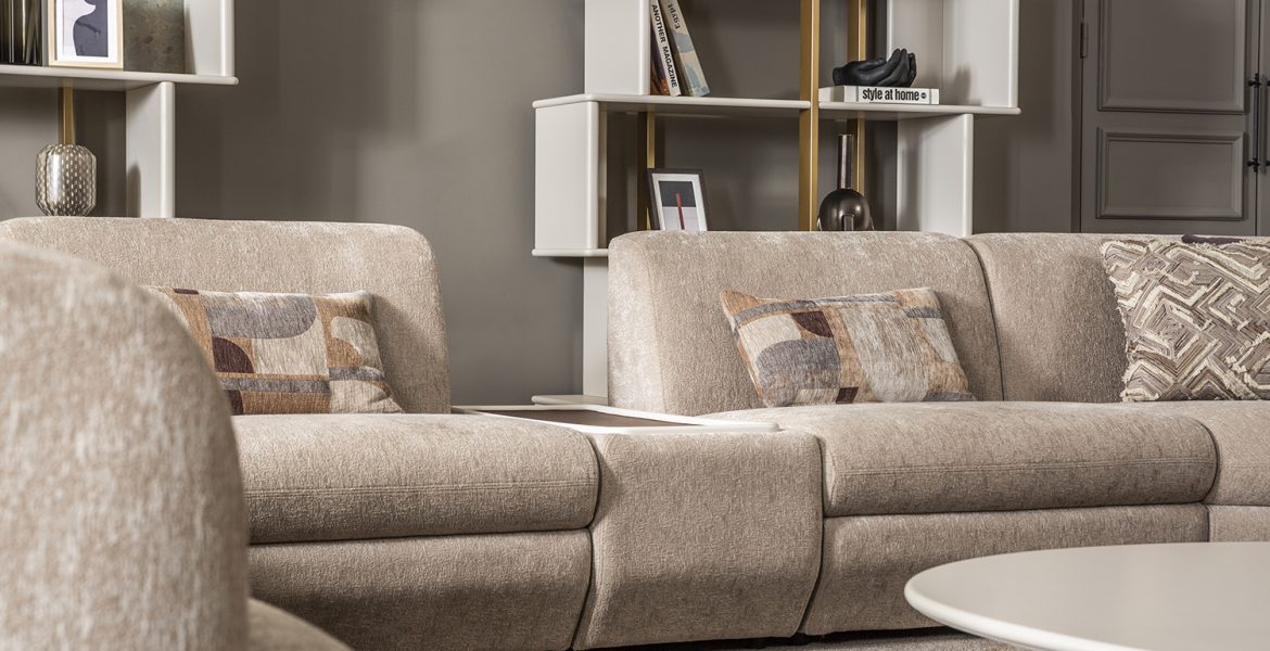 Best modular corner sofa Soft upholstered sofa with curved edges.