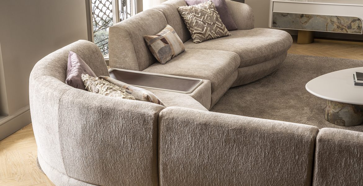 Minimalist sofa from Piedra collection.