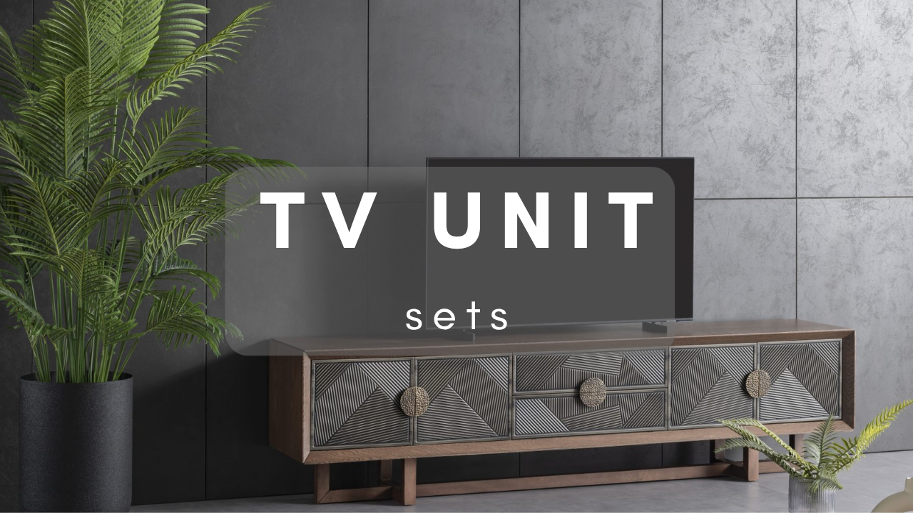 Modern TV unit with storage shelves and minimalist design.