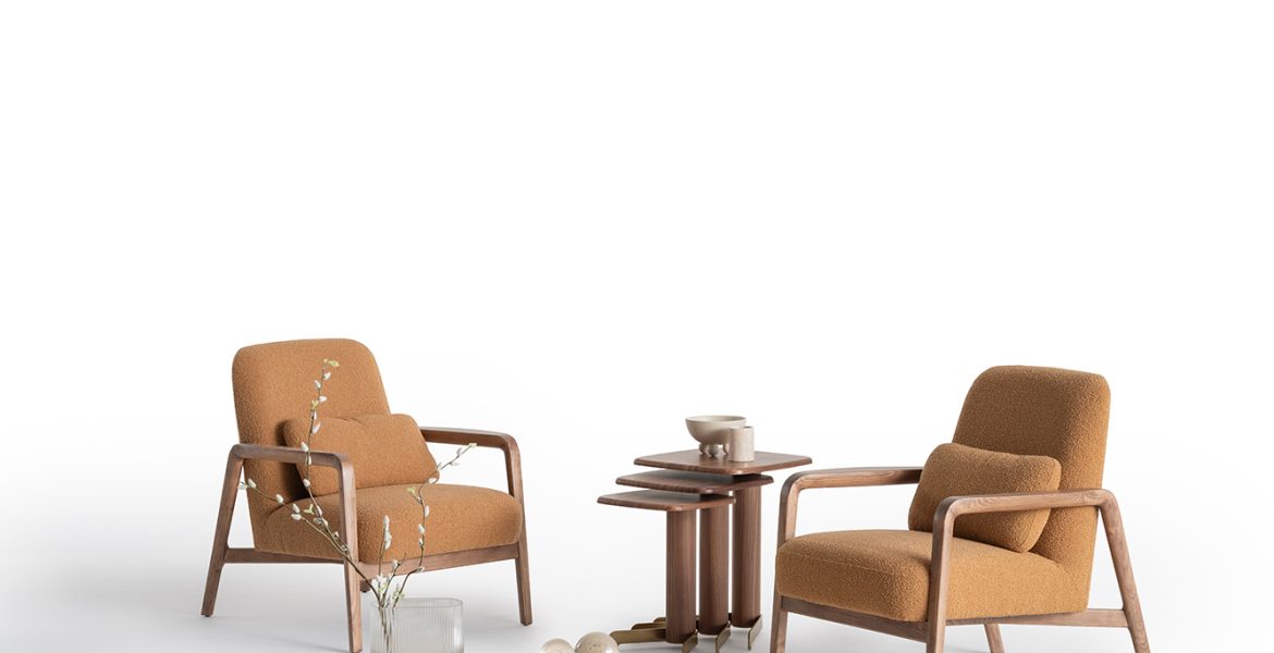 Soft upholstered sofa with warm beige fabric.