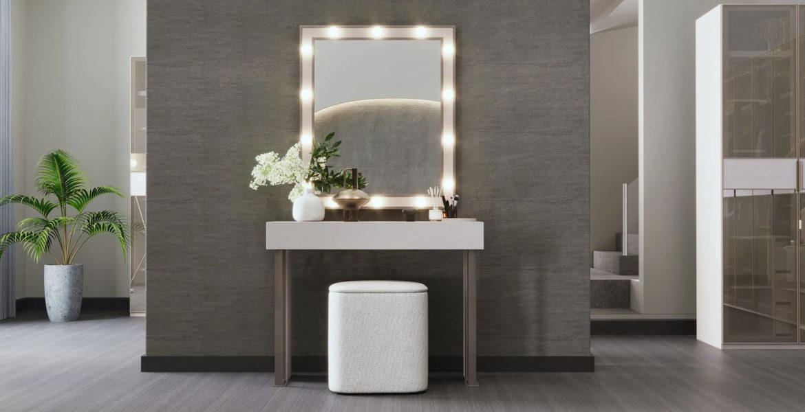 Bedroom Furniture set Soft upholstered bed with structured edges.