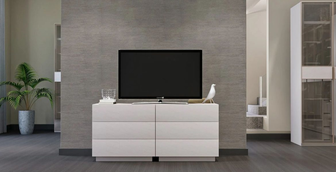Bedroom Furniture set Contemporary bed with rounded design.