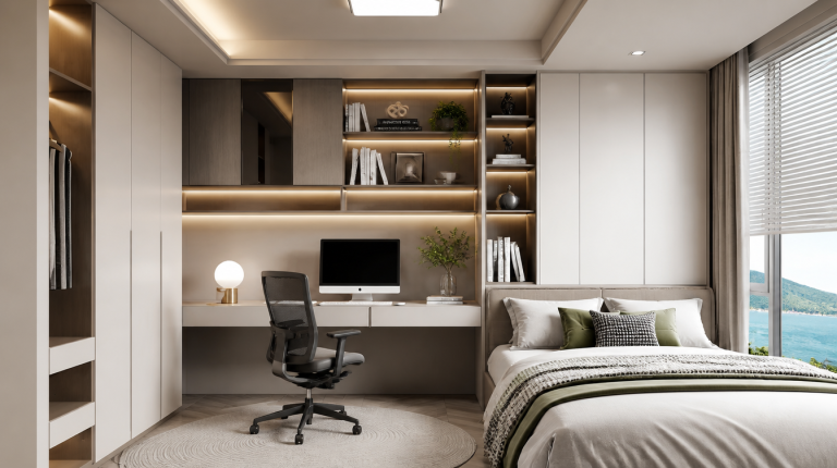 Modern single study desk designed by Dimax furniture contractor