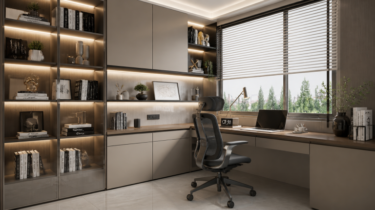 Modern single study desk designed by Dimax furniture contractor