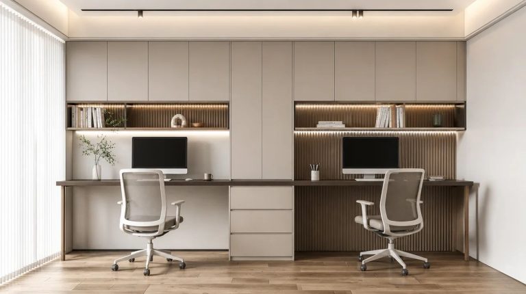 Two‑person study desk by Dimax, Dubai furniture company and FF&E contractor