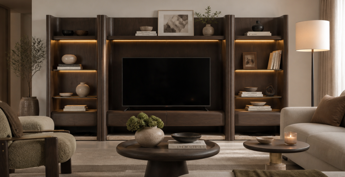 Modern Eden TV stand crafted by Dimax, professional hotel furnishing contractor