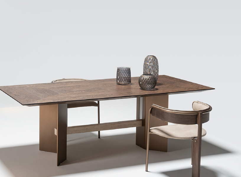 Wooden sideboard with glass doors and clean lines.