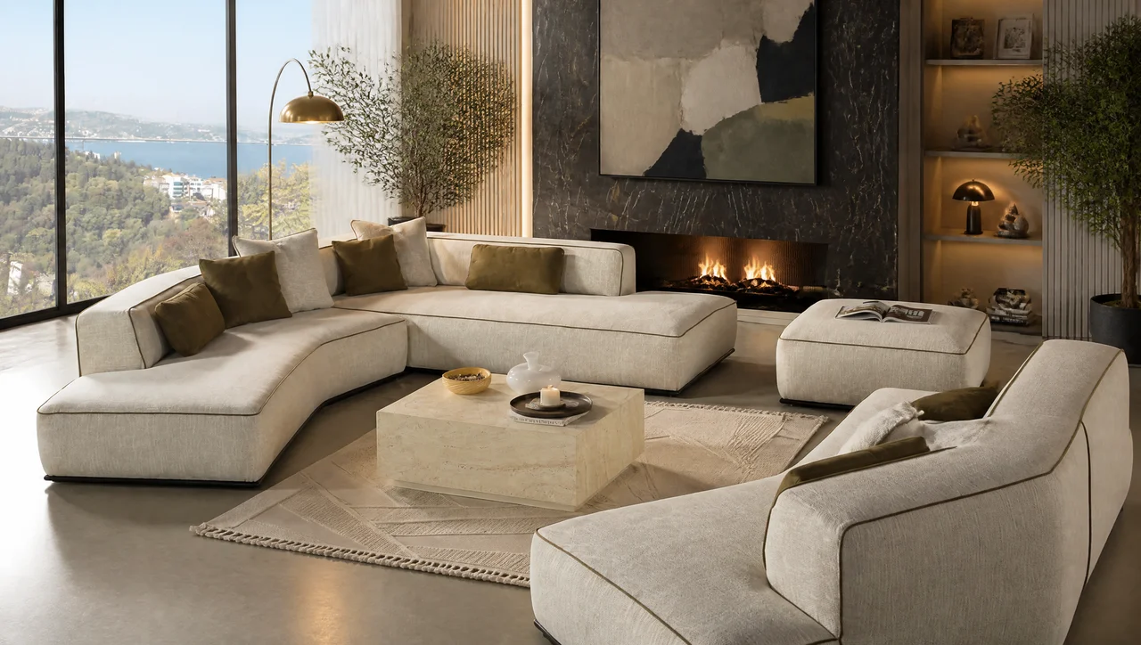 Flat Living Room Furniture featuring sofa and coffee table.