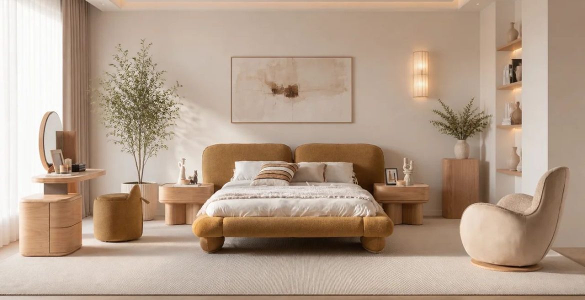 Lumo Bedroom Furniture featuring bed and nightstands.