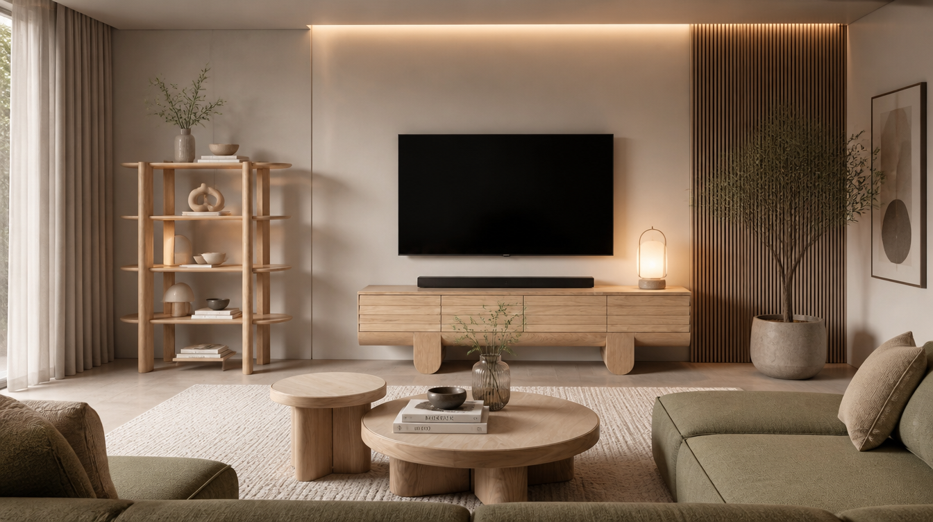 Lumo media console with shelving by Dimax furniture contractor