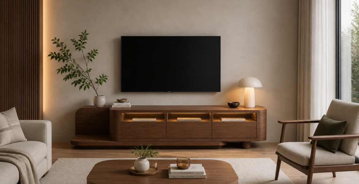 Modern Luna media unit designed by Dimax furniture contractor
