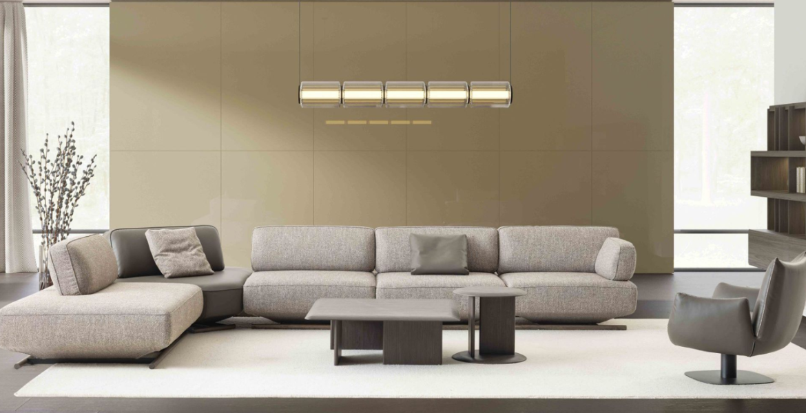 Mila Living Room Furniture set with neutral tones.
