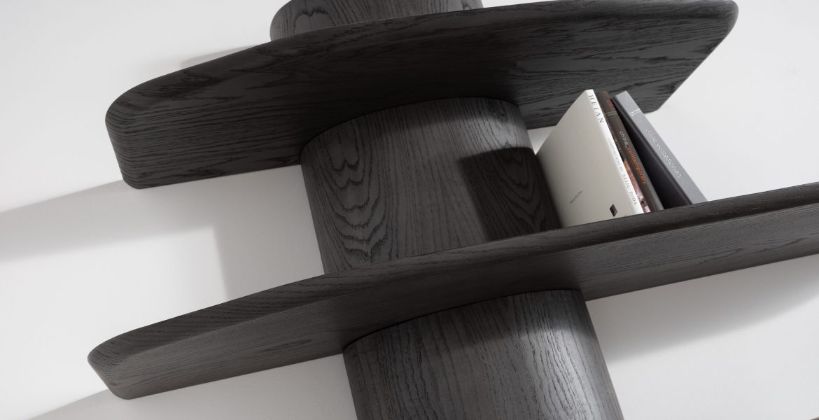 Contemporary TV cabinet with sculptural design.