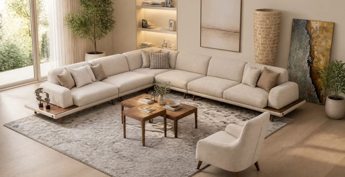 Modular sofa with plush seating.