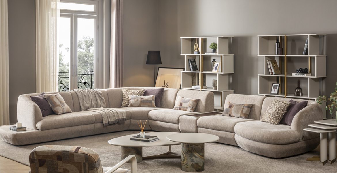 Minimalist sofa from Piedra collection.