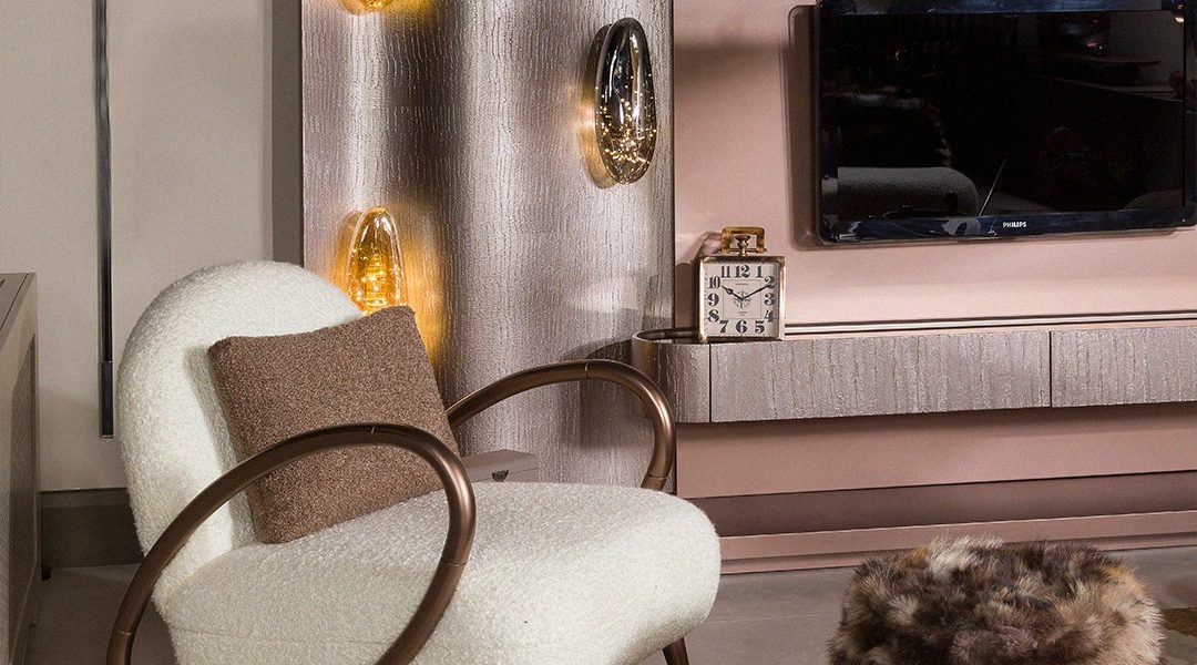 Modern Dining Room Furniture sideboard with sculptural oval mirrors.