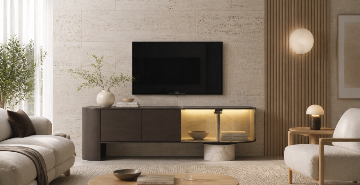 Tesla TV unit by Dimax, Dubai furniture company and FF&E contractor
