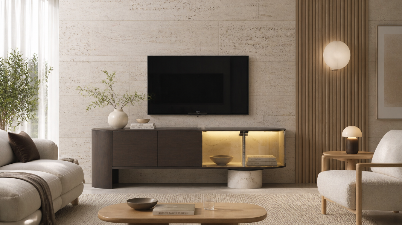 Tesla TV unit by Dimax, Dubai furniture company and FF&E contractor