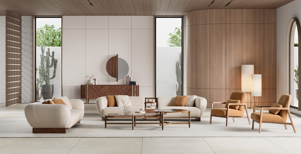 Venetian Living Room Furniture featuring sofas and coffee table.