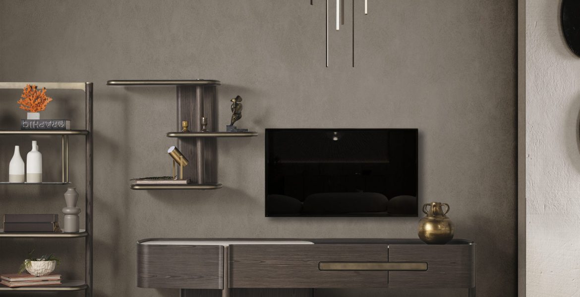 Sleek TV console with clean geometric lines.