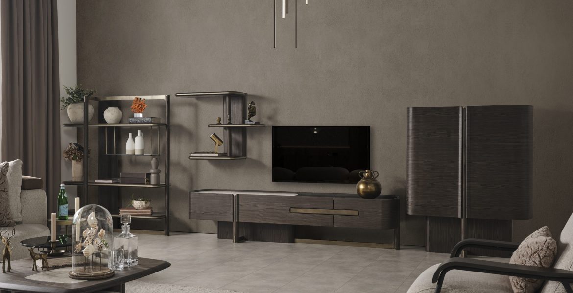 West Modern TV Unit arranged in living room.